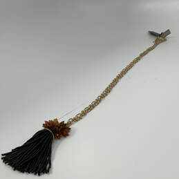 Designer J. Crew Gold-Tone Link Chain Black Tassel Pendant Necklace alternative image