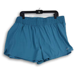 Womens Blue Pleated Elastic Waist Pull-On Athletic Shorts Size XXL