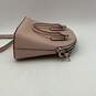 Womens Pink Leather Bottom Studs Zipper Crossbody Strap Dome Satchel Bag Purse image number 3