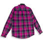 NWT Mens Pink Purple Plaid Collared Long Sleeve Buton-Up Shirt Size XL image number 2