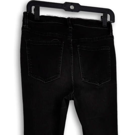 Womens Black Denim Dark Wash Pockets Distressed Skinny Leg Jeans Size 30 image number 4
