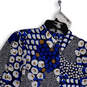 Womens Blue White Printed Long Sleeve Collared Button-Up Shirt Size 2 image number 3