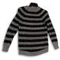Womens Black Gray Stripped Long Sleeve Knitted Pullover Sweater Size S image number 2