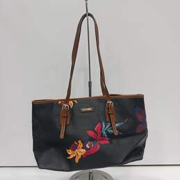 Dana Buchman Floral Pattern Faux Leather Shoulder Handbag