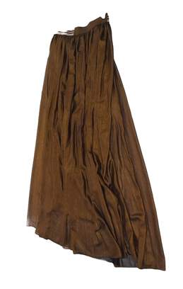 Womens Gold Brown Elastic Waist Pleated Maxi Skirt Size Medium alternative image