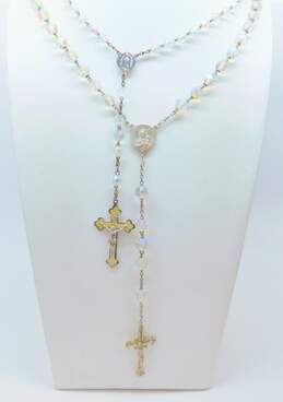 Vintage Aurora Borealis & Silver Tone Rosary Prayer Beads 73.5g