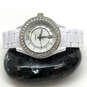 Designer Fossil White Chain Strap Rhinestone Analog Dial Quartz Wristwatch image number 1