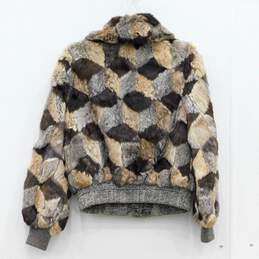 Vintage Dino Ricco Patchwork Brown Rabbit Fur Short Lined Coat Women's Size M alternative image