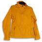 Womens Yellow Long Sleeve Hooded Pockets Full-Zip Rain Jacket Size Small image number 1
