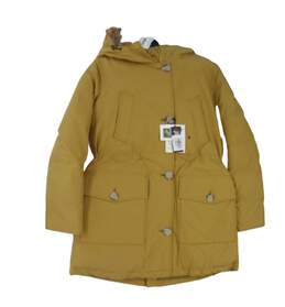 NWT Womens Yellow Long Sleeve Fur Trim Arctic Parka Jacket Size Large