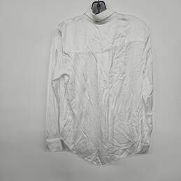 Two Pocket Button White Satin Long Sleeve Shirt alternative image