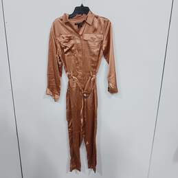 Banana Republic 100% Silk Metallic Copper Colored Jumpsuit Size XS NWT