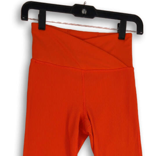 Womens Orange Elastic Waist Pull On Activewear Ankle Leggings Size XS image number 3