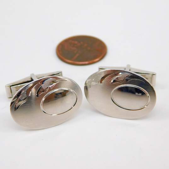 925 Sterling Silver Etched Cufflinks & Tie Clips 37.4g image number 3