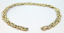 10K White & Yellow Gold Etched Braided Panel Linked Bracelet For Repair 3.9g