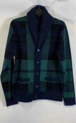 NWT Greyson Mens Multicolor Plaid Pockets Long Sleeve Cardigan Sweater Size S