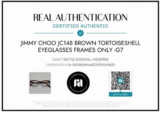 AUTHENTICATED JIMMY CHOO JC148 TORTOISE SHELL Rx GLASSES FRAMES image number 2