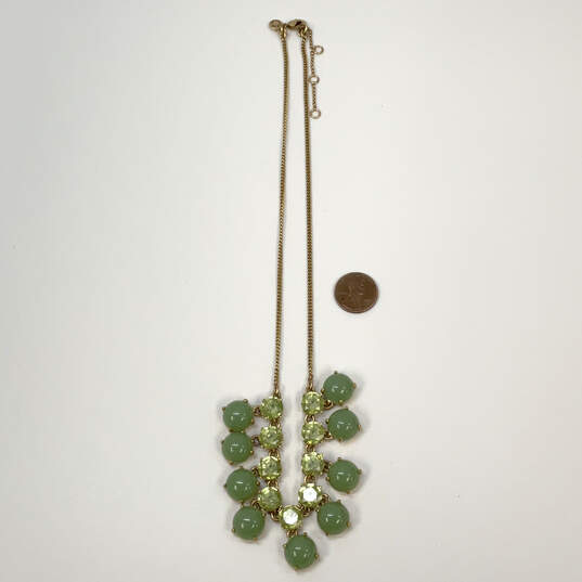 Designer Stella & Dot Gold-tone Green Crystal Stone Statement Necklace image number 4