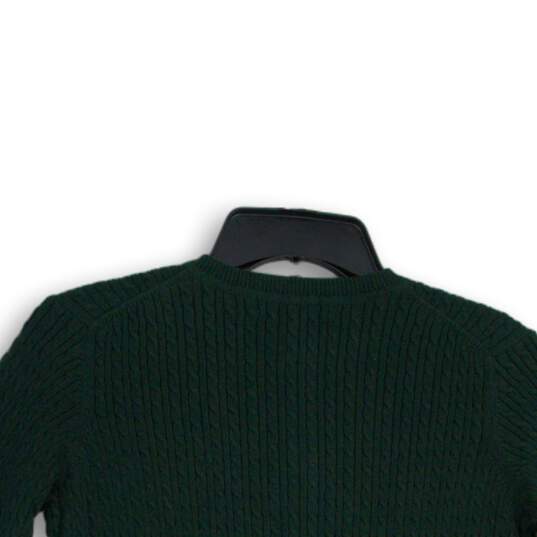 NWT Brooks Brothers Womens Green Cable Knit Long Sleeve Cardigan Sweater Size L image number 4