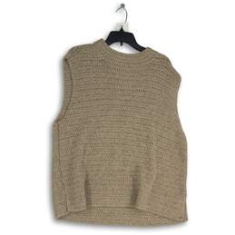 Eileen Fisher Womens Beige Crochet Mock Neck Sleeveless Pullover Sweater Size XL