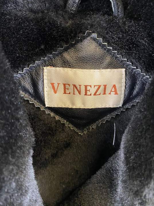 Venezia Black Leather Duster Coat 22W image number 3