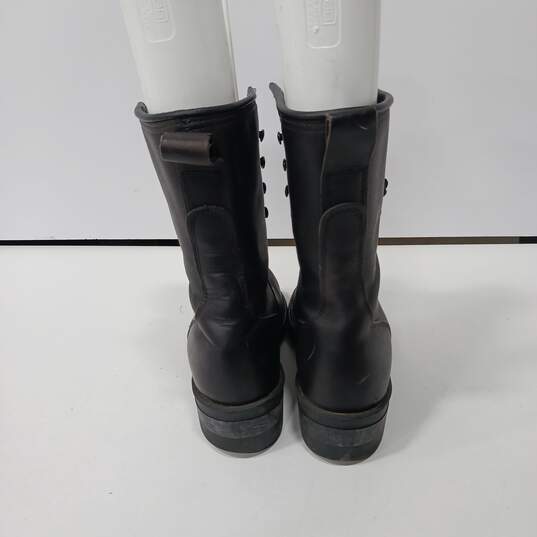 Ansi Biltrite Men's Black Leather Combat Boots Size 8 image number 2