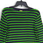 Womens Green Blue Striped Round Neck Long Sleeve Shift Dress Size XS image number 4