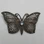 Sterling Silver Marcasite Blue Topaz Butterfly Brooch 12.8g image number 2