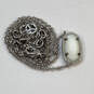 Designer Kendra Scott Silver-Tone White Stone Link Chain Pendant Necklace image number 3
