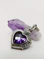 Judith Ripka 925 Faceted Amethyst & Cubic Zirconia Hearts Cable Pendant image number 1