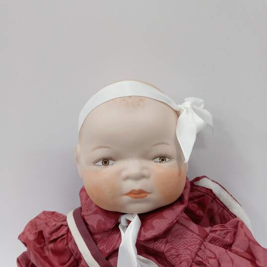 Vintage Collectible Porcelain Hands and Head Doll With Weighted Cloth Body image number 4