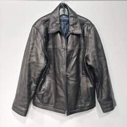 Dockers Men's Soft Long Black Leather Full Zip Jacket Size M