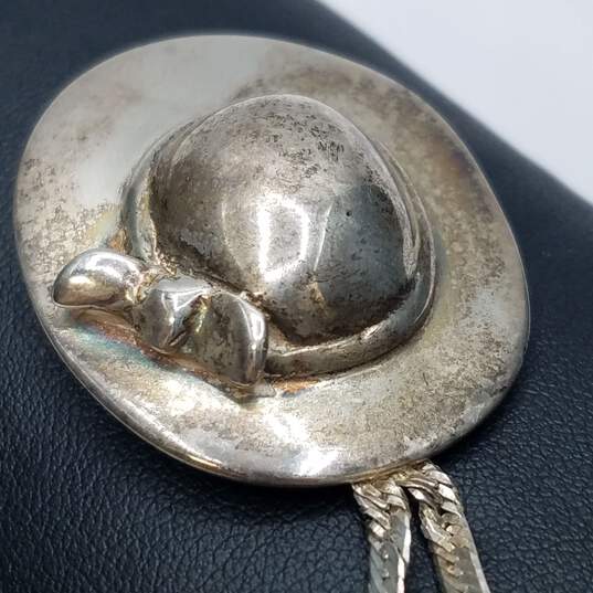 R. Nichols Sterling Silver Wide Brim Hat W/Tassels Brooch 20.5g image number 3