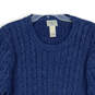 Mens Blue Cable-Knit Crew Neck Long Sleeve Classic Pullover Sweater Size XL image number 3