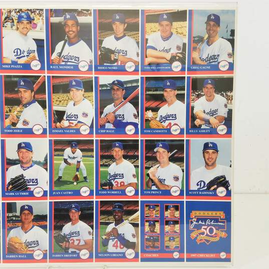 Set of Los Angeles Dodgers Uncut Trading Card Sheets in Acrylic Frame image number 11