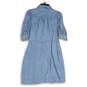 NWT Dear John Womens Blue Spread Collar Short Sleeve Shirt Dress Size Small image number 2