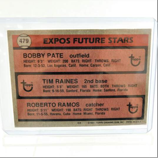 1981 HOF Tim Raines Topps Rookie #479 Montreal Expos image number 3