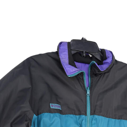 Womens Blue Gray Reversible Radial Sleeve Full-Zip Windbreaker Jacket Sz XL image number 3
