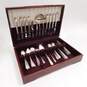 Oneida Nobility Plate Royal Rose Silver Plate 70 Piece Flatware Set w/ Wood Case image number 1
