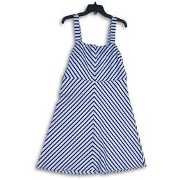 Draper James RSVP Womens Navy Blue White Striped Back Zip Mini Dress Size L