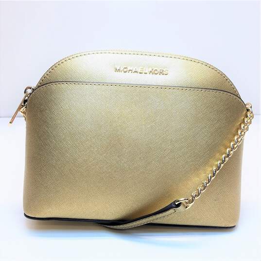 Buy the Michael Kors Emmy MD Dome Crossbody Bag Gold