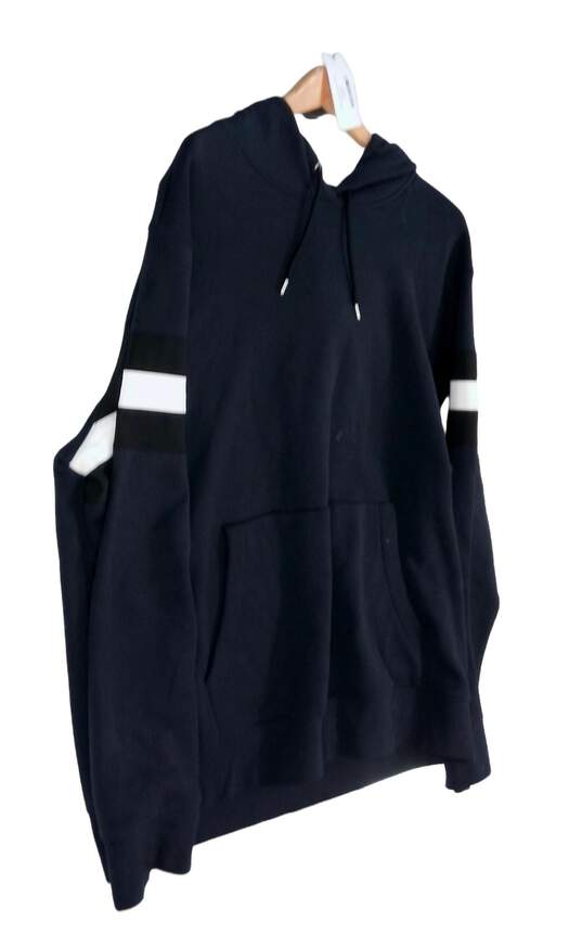 Mens Black Long Sleeve Kangaroo Pocket Activewear Pullover Hoodie Size XL image number 3