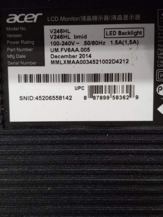 Acer V246HL  24" LCD / LED Full HD Monitor image number 4
