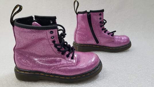 Dr. Martens 1460 Glitter J Boots Dark Pink Youth Size 10 image number 3