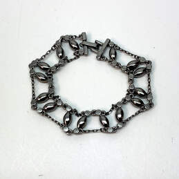 Designer Givenchy Black Crystal Stones Snap Lock Linked Chain Bracelet