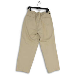 Mens Beige Pleated Front Pockets Straight Leg Chino Pants Size 34X30 alternative image
