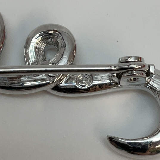 Designer Swarovski Silver-Tone Clear Rhinestone Swirl Curled Brooch Pin image number 4