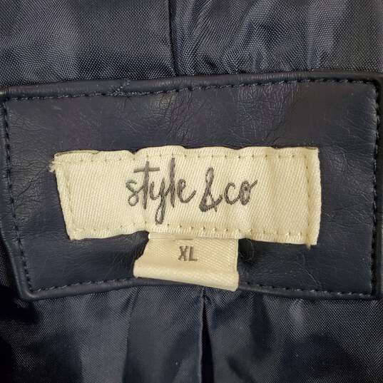 Style & Co Women Blue Leather Jacket Sz XL Nwt image number 2