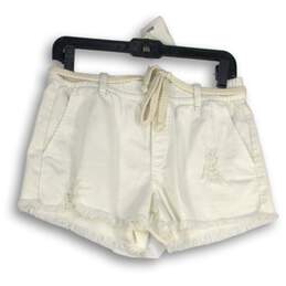 NWT Aerie Womens White Distressed Raw Hem Slash Pocket Cut-Off Shorts Size Small