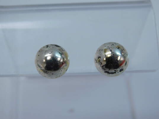 Sterling Silver Dalmatian Jasper Pendant Tapered Cigar Ring & Ball Stud Earrings 18.7g image number 7